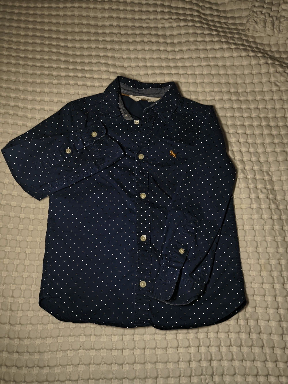 Boys Navy Dot Button-Down Shirt